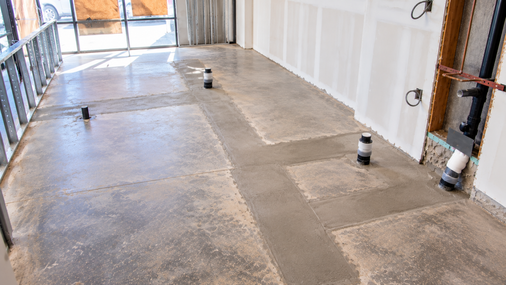 Tenant finish plumbing rough-in inside a commercial space