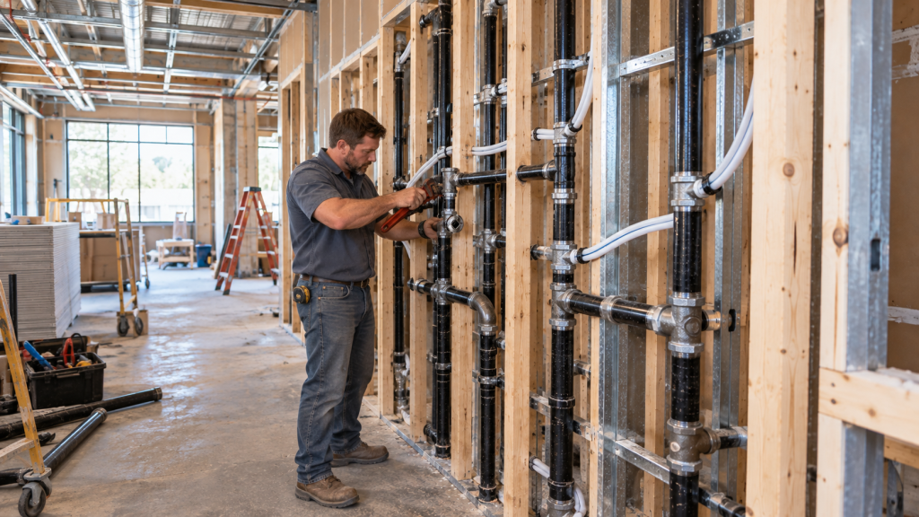 Denver commercial plumbing work in a renovated space