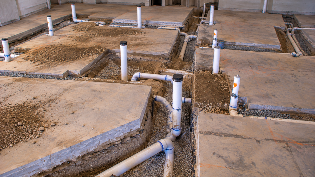 Phoenix tenant improvement plumbing trenches in a slab