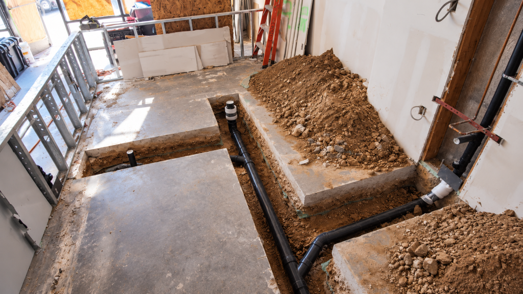Tenant finish vs new construction plumbing in an existing slab