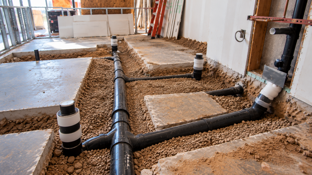 Unfinished Interior Plumbing Trenches in a commercial tenant improvement